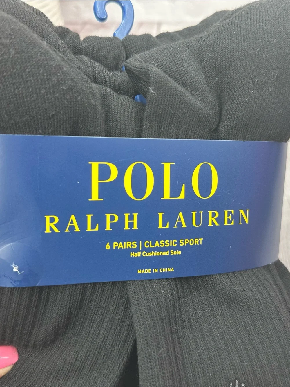 Polo by Ralph Lauren Black Ribbed Crew Socks - 6 Pack
